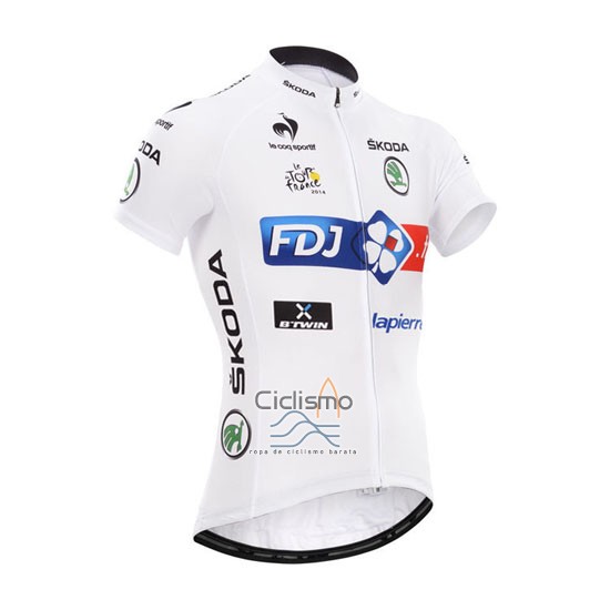 Fdj Lider Ropa Ciclismo Culotte Corto 2014 Hombre Mangas Cortas Blanco